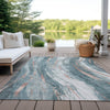 Piper Looms Chantille Swirls ACN1676 Teal Machine Washable Area Rug Outdoor Lifestyle Image Feature