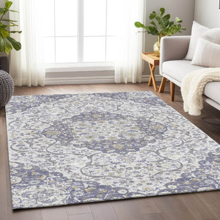 Piper Looms Chantille Medallion ACN1677 Lavender Machine Washable Area Rug Lifestyle Image Feature