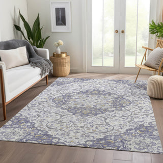 Piper Looms Chantille Medallion ACN1677 Lavender Machine Washable Area Rug Lifestyle Image Feature