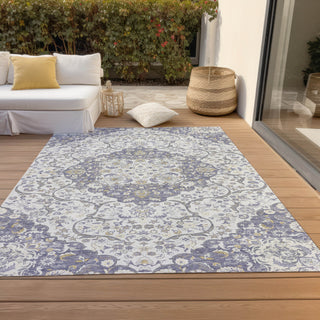 Piper Looms Chantille Medallion ACN1677 Lavender Machine Washable Area Rug Outdoor Lifestyle Image Feature