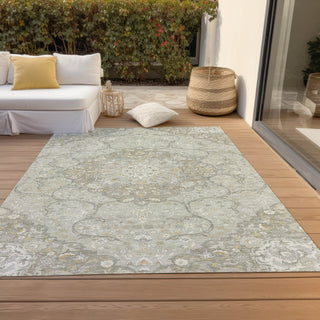 Piper Looms Chantille Medallion ACN1677 Taupe Machine Washable Area Rug Outdoor Lifestyle Image Feature