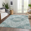Piper Looms Chantille Medallion ACN1677 Teal Machine Washable Area Rug Lifestyle Image Feature