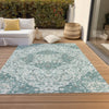 Piper Looms Chantille Medallion ACN1677 Teal Machine Washable Area Rug Outdoor Lifestyle Image Feature