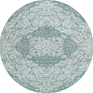 Piper Looms Chantille Medallion ACN1677 Teal Machine Washable Area Rug Round Main Image