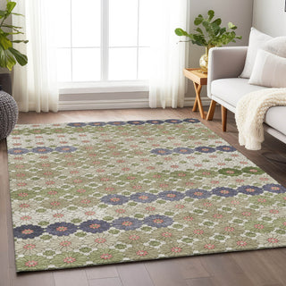 Piper Looms Chantille Geometric ACN1678 Aloe Machine Washable Area Rug Lifestyle Image Feature
