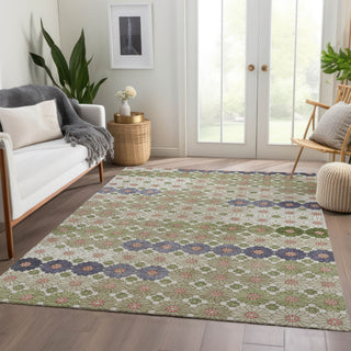 Piper Looms Chantille Geometric ACN1678 Aloe Machine Washable Area Rug Lifestyle Image Feature
