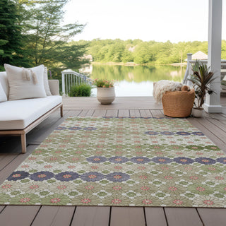 Piper Looms Chantille Geometric ACN1678 Aloe Machine Washable Area Rug Outdoor Lifestyle Image Feature