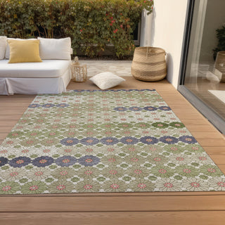 Piper Looms Chantille Geometric ACN1678 Aloe Machine Washable Area Rug Outdoor Lifestyle Image Feature