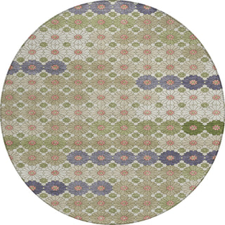 Piper Looms Chantille Geometric ACN1678 Aloe Machine Washable Area Rug Round Main Image