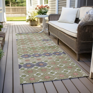 Piper Looms Chantille Geometric ACN1678 Aloe Machine Washable Area Rug Runner Outdoor Lifestyle Image Feature