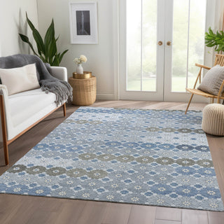 Piper Looms Chantille Geometric ACN1678 Denim Machine Washable Area Rug Lifestyle Image Feature