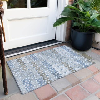 Piper Looms Chantille Geometric ACN1678 Denim Machine Washable Area Rug Scatter Outdoor Lifestyle Image Feature