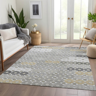 Piper Looms Chantille Geometric ACN1678 Gray Machine Washable Area Rug Lifestyle Image Feature
