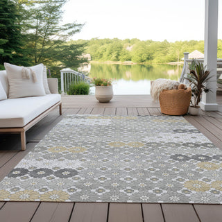 Piper Looms Chantille Geometric ACN1678 Gray Machine Washable Area Rug Outdoor Lifestyle Image Feature