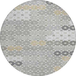 Piper Looms Chantille Geometric ACN1678 Gray Machine Washable Area Rug Round Main Image