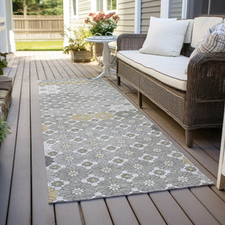 Piper Looms Chantille Geometric ACN1678 Gray Machine Washable Area Rug Runner Outdoor Lifestyle Image Feature