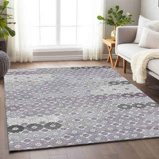 Piper Looms Chantille Geometric ACN1678 Lavender Machine Washable Area Rug Lifestyle Image Feature