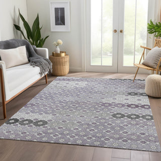 Piper Looms Chantille Geometric ACN1678 Lavender Machine Washable Area Rug Lifestyle Image Feature
