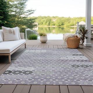 Piper Looms Chantille Geometric ACN1678 Lavender Machine Washable Area Rug Outdoor Lifestyle Image Feature