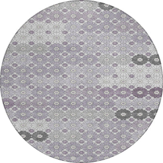 Piper Looms Chantille Geometric ACN1678 Lavender Machine Washable Area Rug Round Main Image