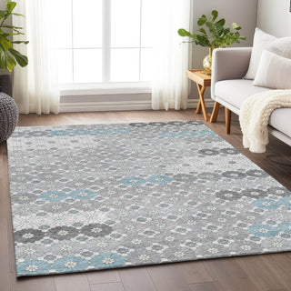 Piper Looms Chantille Geometric ACN1678 Silver Machine Washable Area Rug Lifestyle Image Feature