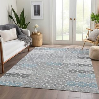 Piper Looms Chantille Geometric ACN1678 Silver Machine Washable Area Rug Lifestyle Image Feature