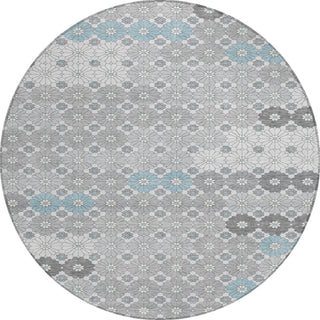 Piper Looms Chantille Geometric ACN1678 Silver Machine Washable Area Rug Round Main Image