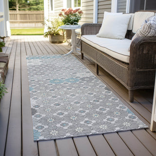 Piper Looms Chantille Geometric ACN1678 Silver Machine Washable Area Rug Runner Outdoor Lifestyle Image Feature