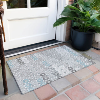 Piper Looms Chantille Geometric ACN1678 Silver Machine Washable Area Rug Scatter Outdoor Lifestyle Image Feature