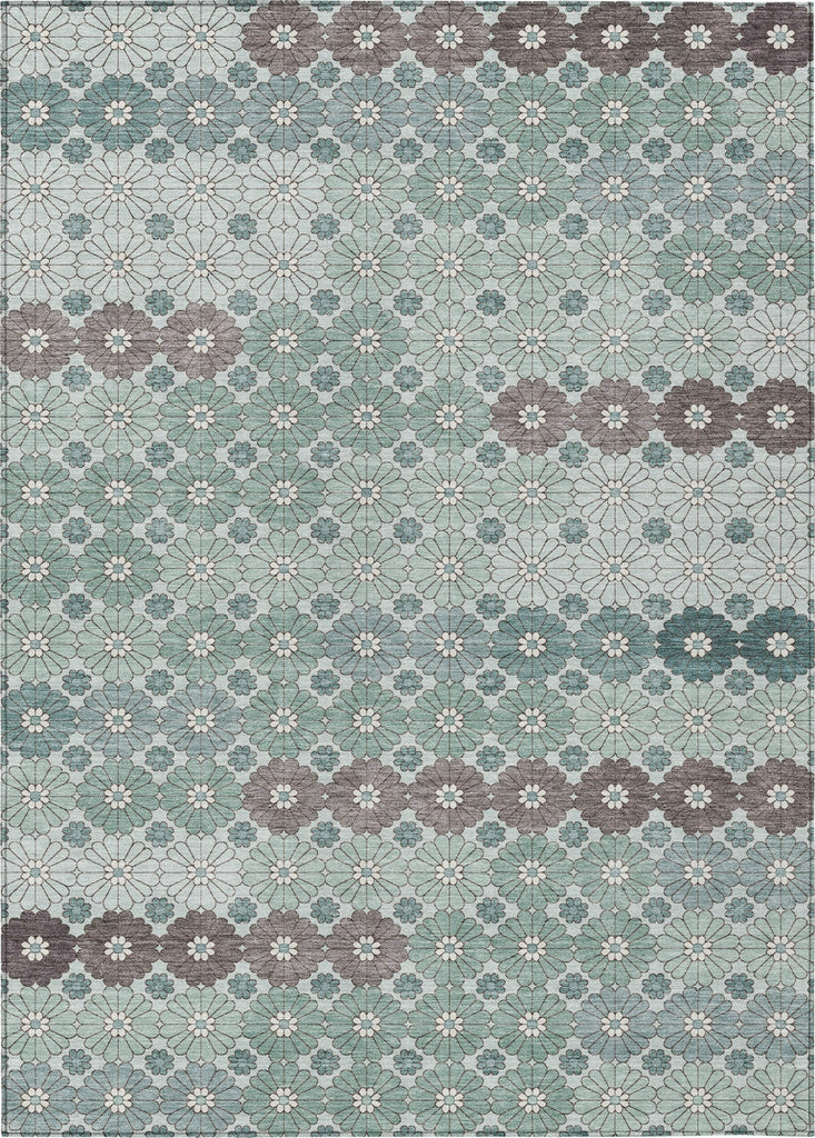 Piper Looms Chantille Geometric ACN1678 Teal Machine Washable Area Rug main image