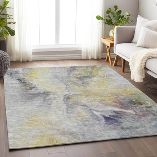 Piper Looms Chantille Abstract ACN1679 Gold Machine Washable Area Rug Lifestyle Image Feature