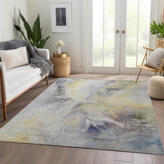 Piper Looms Chantille Abstract ACN1679 Gold Machine Washable Area Rug Lifestyle Image Feature