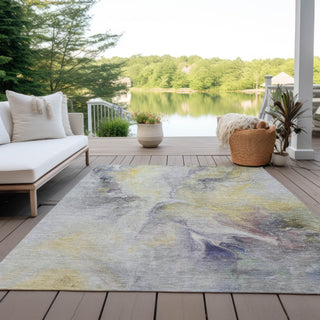 Piper Looms Chantille Abstract ACN1679 Gold Machine Washable Area Rug Outdoor Lifestyle Image Feature