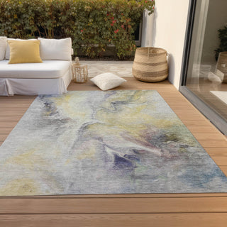 Piper Looms Chantille Abstract ACN1679 Gold Machine Washable Area Rug Outdoor Lifestyle Image Feature