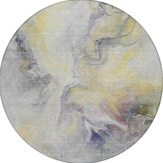 Piper Looms Chantille Abstract ACN1679 Gold Machine Washable Area Rug Round Main Image