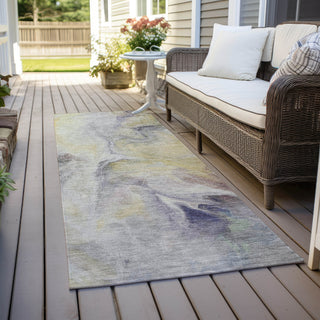 Piper Looms Chantille Abstract ACN1679 Gold Machine Washable Area Rug Runner Outdoor Lifestyle Image Feature