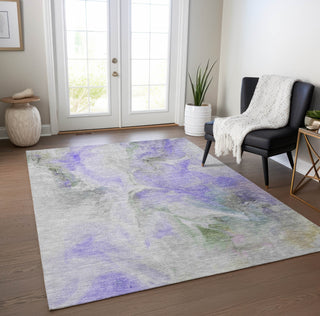 Piper Looms Chantille Abstract ACN1679 Lavender Machine Washable Area Rug Lifestyle Image Feature