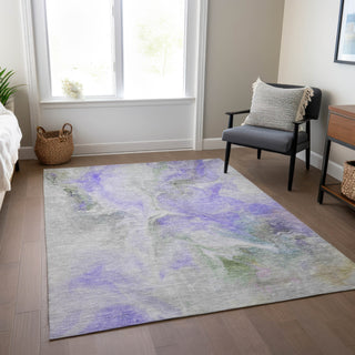 Piper Looms Chantille Abstract ACN1679 Lavender Machine Washable Area Rug Lifestyle Image Feature