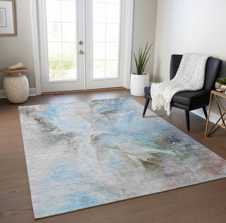 Piper Looms Chantille Abstract ACN1679 Sky Machine Washable Area Rug Lifestyle Image Feature
