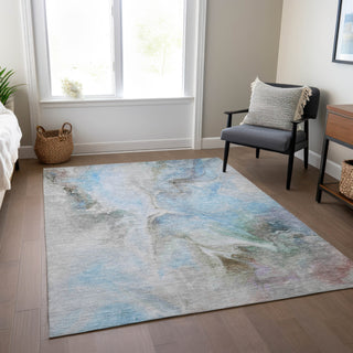 Piper Looms Chantille Abstract ACN1679 Sky Machine Washable Area Rug Lifestyle Image Feature