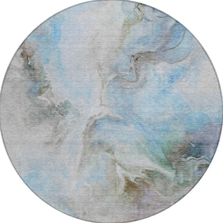 Piper Looms Chantille Abstract ACN1679 Sky Machine Washable Area Rug Round Main Image