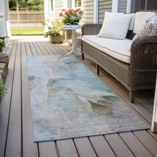 Piper Looms Chantille Abstract ACN1679 Sky Machine Washable Area Rug Runner Outdoor Lifestyle Image Feature