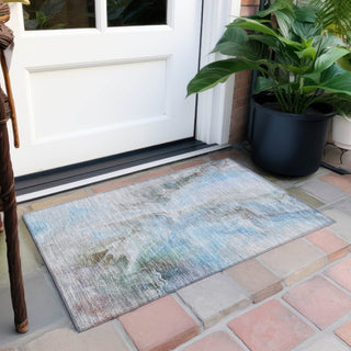 Piper Looms Chantille Abstract ACN1679 Sky Machine Washable Area Rug Scatter Outdoor Lifestyle Image Feature