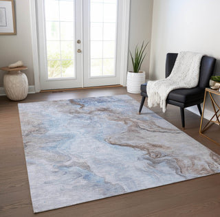 Piper Looms Chantille Abstract ACN1680 Blue Machine Washable Area Rug Lifestyle Image Feature