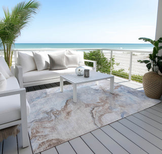 Piper Looms Chantille Abstract ACN1680 Blue Machine Washable Area Rug Outdoor Lifestyle Image Feature
