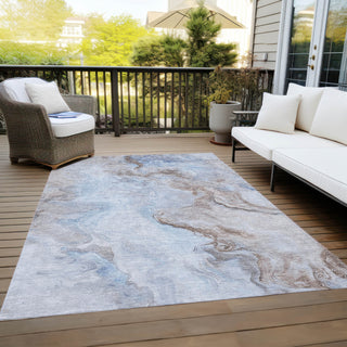 Piper Looms Chantille Abstract ACN1680 Blue Machine Washable Area Rug Outdoor Lifestyle Image Feature