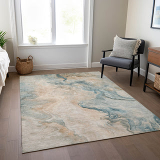 Piper Looms Chantille Abstract ACN1680 Teal Machine Washable Area Rug Lifestyle Image Feature