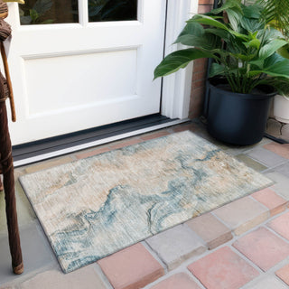 Piper Looms Chantille Abstract ACN1680 Teal Machine Washable Area Rug Scatter Outdoor Lifestyle Image Feature