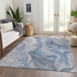 Piper Looms Chantille Abstract ACN1681 Denim Machine Washable Area Rug Lifestyle Image Feature