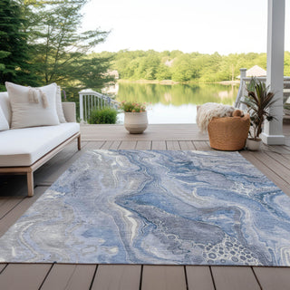 Piper Looms Chantille Abstract ACN1681 Denim Machine Washable Area Rug Outdoor Lifestyle Image Feature
